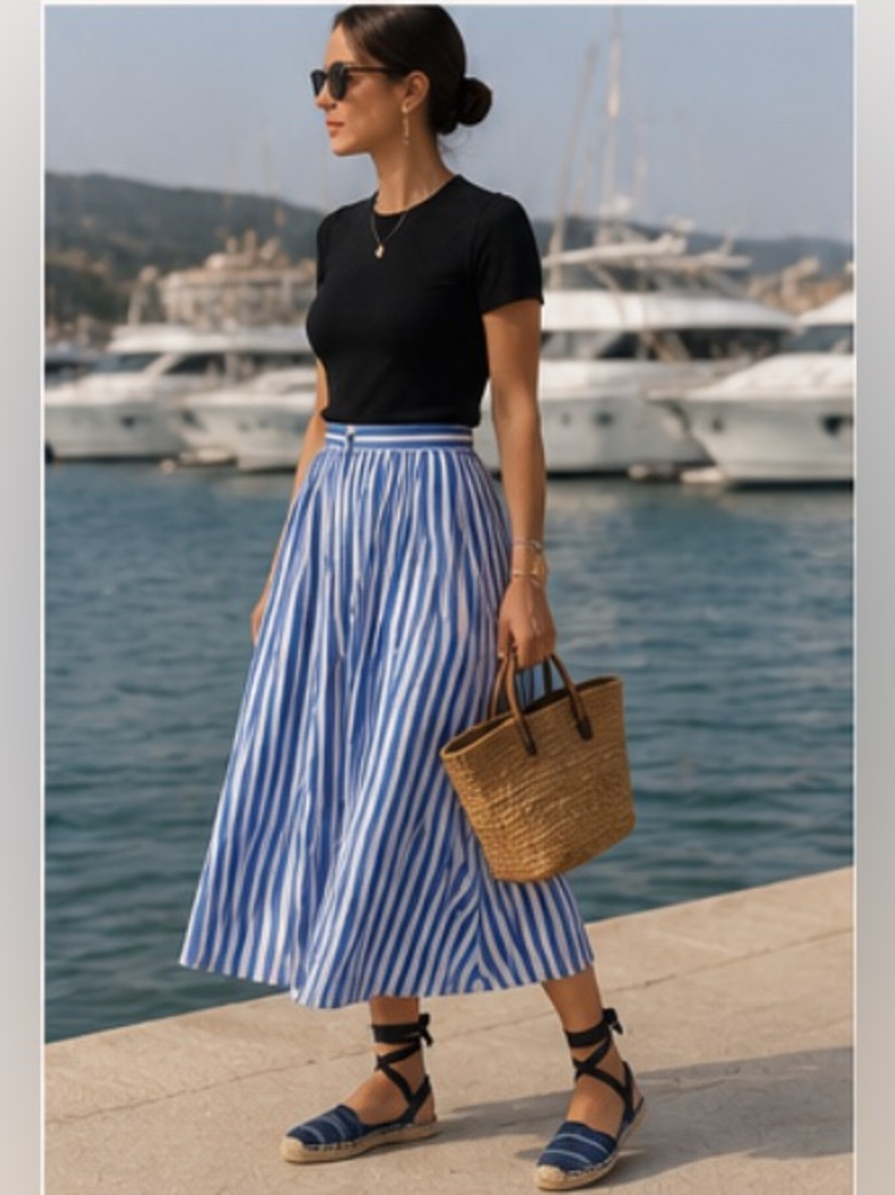 Jimmy Choo Navy Striped Espadrilles